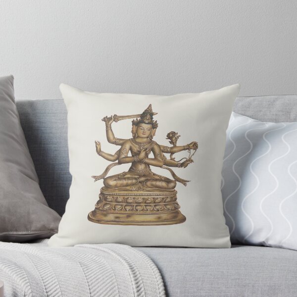 Item preview, Thangka Four-armed Guanyin Buddha Bronze Statue designed and sold by Mulan-Prints.