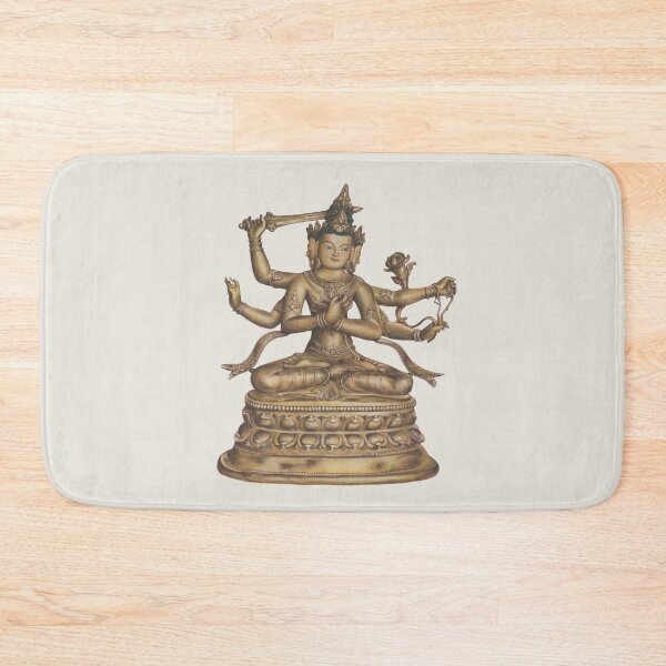 Item preview, Thangka Four-armed Guanyin Buddha Bronze Statue designed and sold by Mulan-Prints.