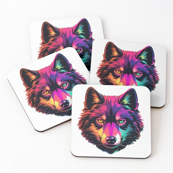 Item preview, Wolf - Retrowave style - Vivid colors designed and sold by Vansky-Art.
