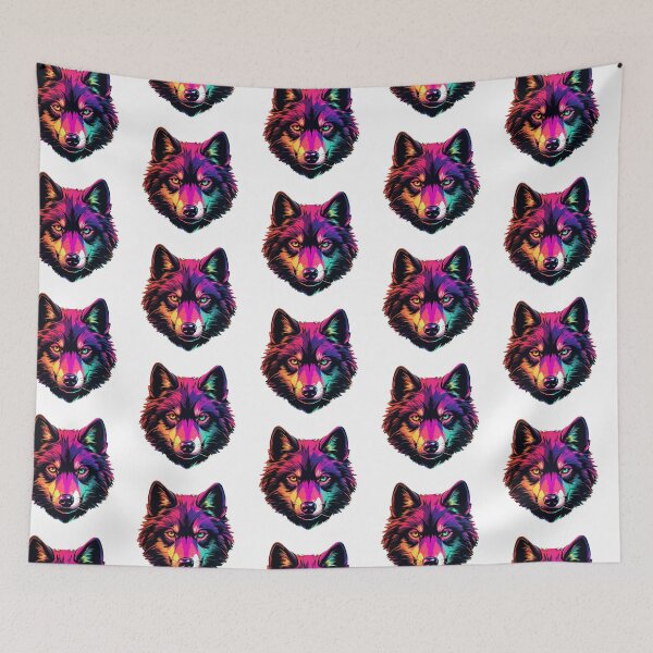 Item preview, Wolf - Retrowave style - Vivid colors designed and sold by Vansky-Art.