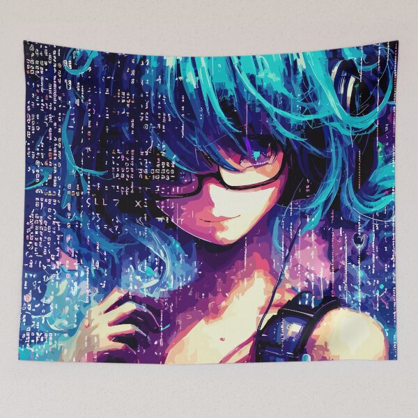 Item preview, Anime girl in binary world designed and sold by TomFrontierArt.