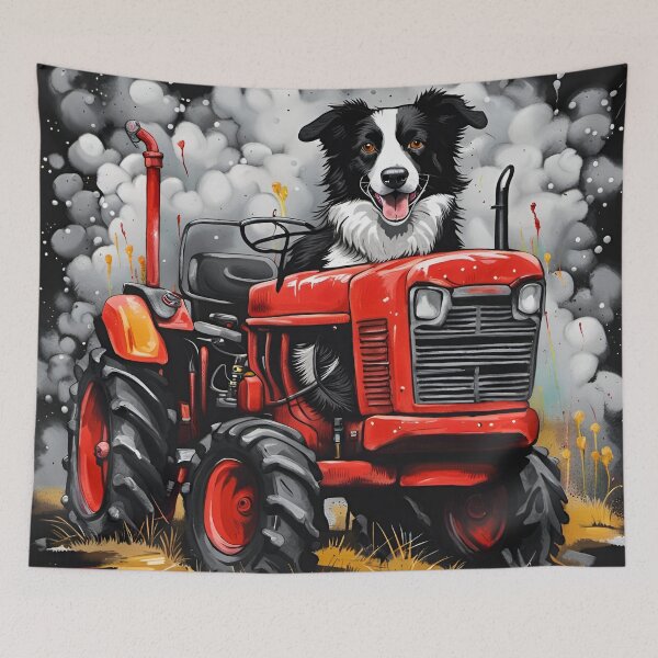 Item preview, Border Collie Sheep Dog on a Vintage Tractor designed and sold by Ameiva-Apparel.