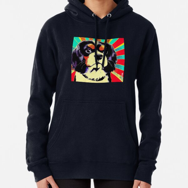 Vista previa del artículo con la obra «Tricolor King Charles Cavalier Spaniel Pop Art», diseñado y vendido por FunnehGacha.