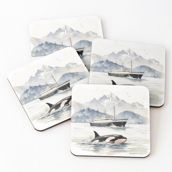 Item preview, Cruising Alaska Orca Killer Whale Ship designed and sold by ColorFlowArt.