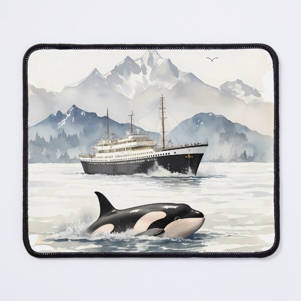 Item preview, Cruising Alaska Orca Killer Whale Ship designed and sold by ColorFlowArt.