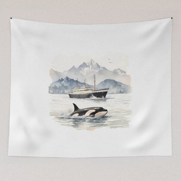 Item preview, Cruising Alaska Orca Killer Whale Ship designed and sold by ColorFlowArt.