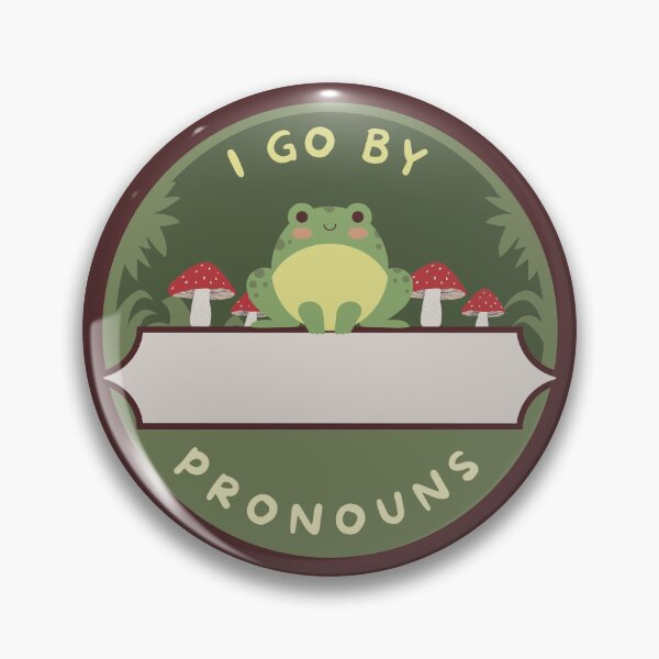 Item preview, I Go By Blank Pronouns | LGBTQ Pride Frog Mushroom Cottagecore | Blank Pronoun designed and sold by Furia LGBTQ+ Accessories.