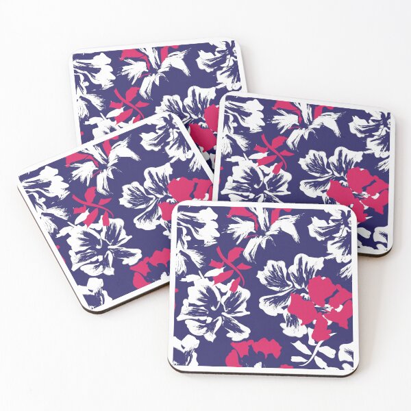 Item preview, blue pink hibiscus flowers pattern designed and sold by ichirochen.