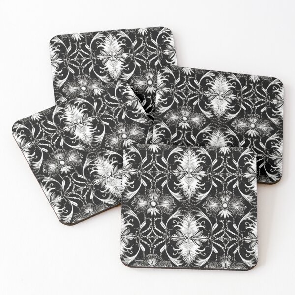 Artikelvorschau, Buntes Fantasiemuster schwarz weiß Ornamente Spitzenmuster entworfen und verkauft von G-M-Designs.