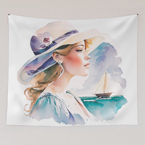 Item preview, Nostalgic Seaside Serenade: Capturing the Romance of Vintage Charm in Watercolor designed and sold by ElliOzy.