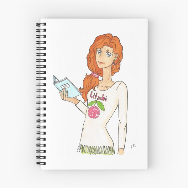 Item preview, woman with book "lychee" designed and sold by Anmioma.