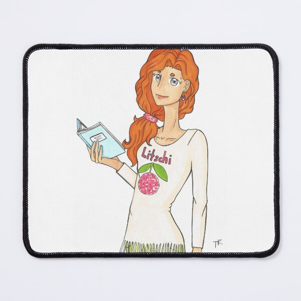 Item preview, woman with book "lychee" designed and sold by Anmioma.