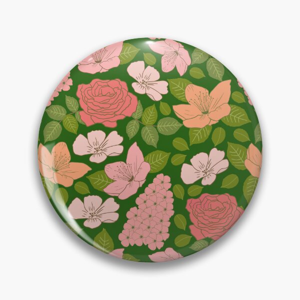 Item preview, Warm Boho Florals | Pink Floral on Green designed and sold by Lindsay Marie Patterns.