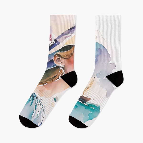 Item preview, Nostalgic Seaside Serenade: Capturing the Romance of Vintage Charm in Watercolor designed and sold by ElliOzy.