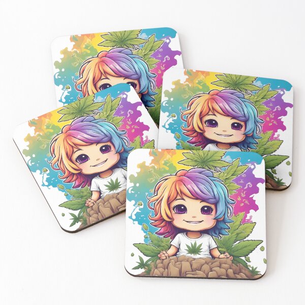 Item preview, Chibi Style Girl 16 RGB Rainbow Style Love Peace and Cannabis designed and sold by wojysmokes.