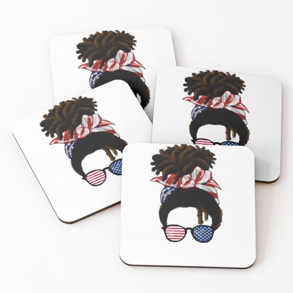 Item preview, Afro hair with USA Colors Lady Messy Bun, African American designed and sold by Logiamerch.