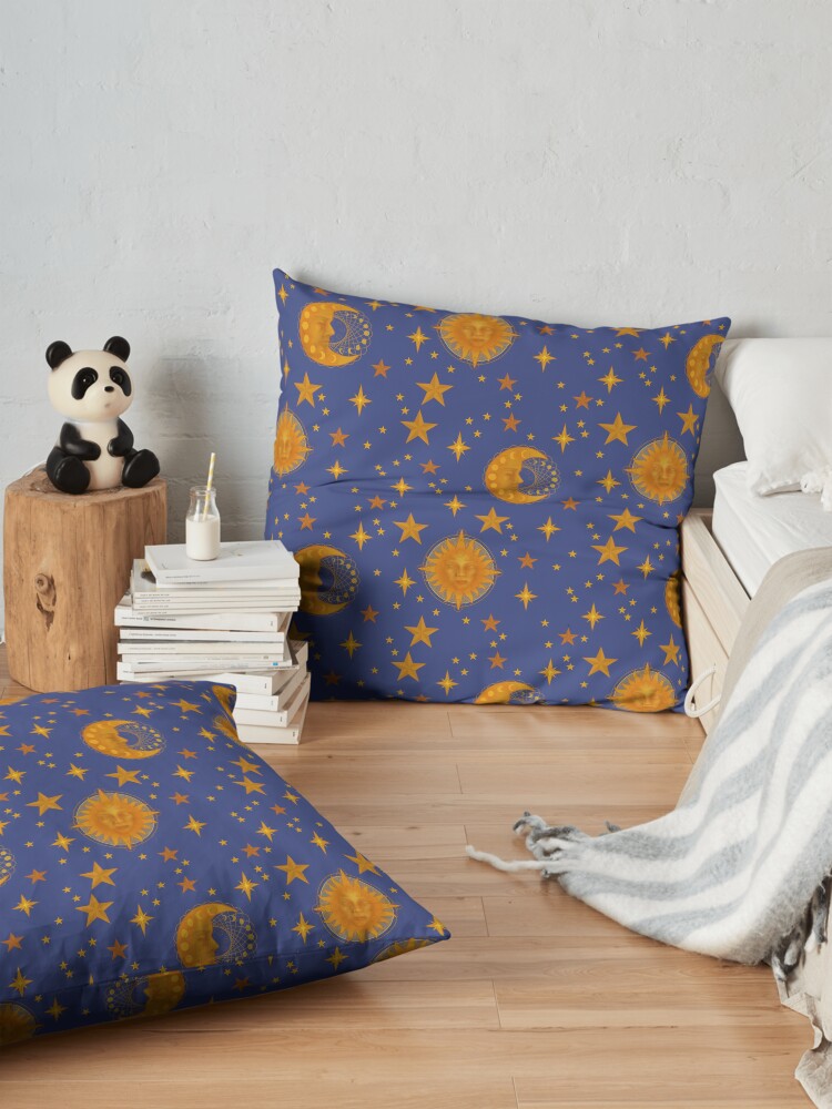 Alternate view of Bohemian 90's Sun and Moon Celestial Pattern Floor Pillow