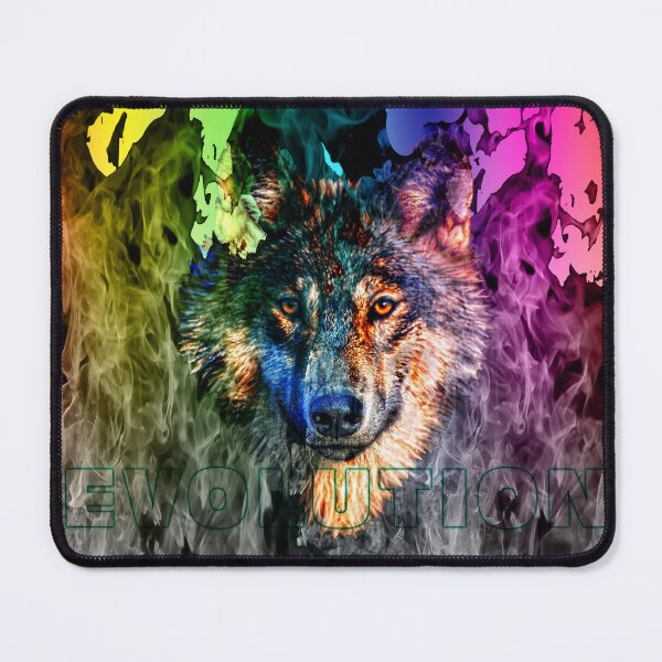 Item preview, The face of the wolf emerging from the colorful flames designed and sold by Bigrow.