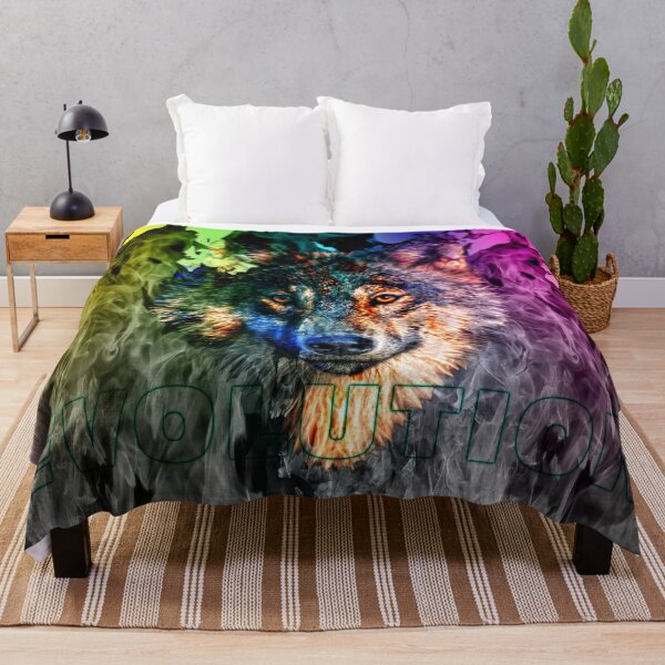 Item preview, The face of the wolf emerging from the colorful flames designed and sold by Bigrow.