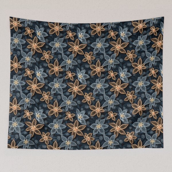 Item preview, Blue and orange embroidery wool stitch type design pattern  designed and sold by Trendy-Artistry.