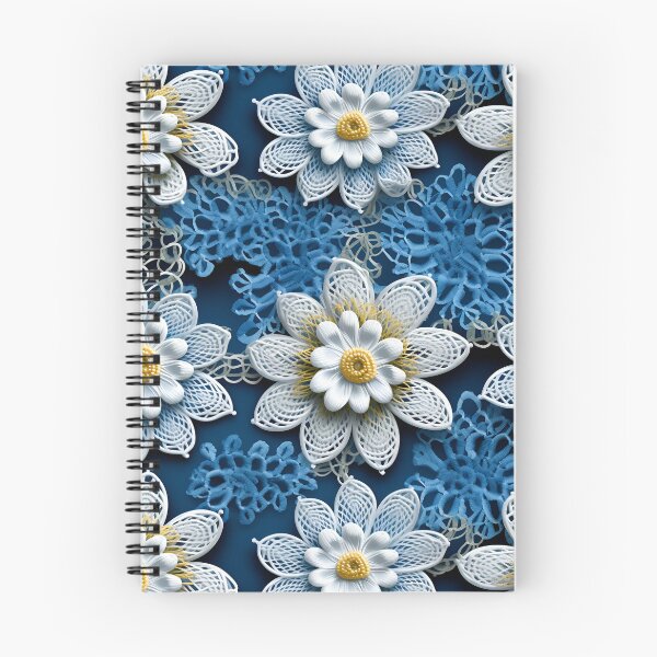Item preview, White flowers embroidery wool Stitch style design pattern  designed and sold by Trendy-Artistry.