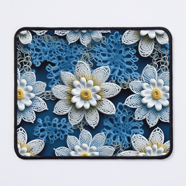 Item preview, White flowers embroidery wool Stitch style design pattern designed and sold by Trendy-Artistry.