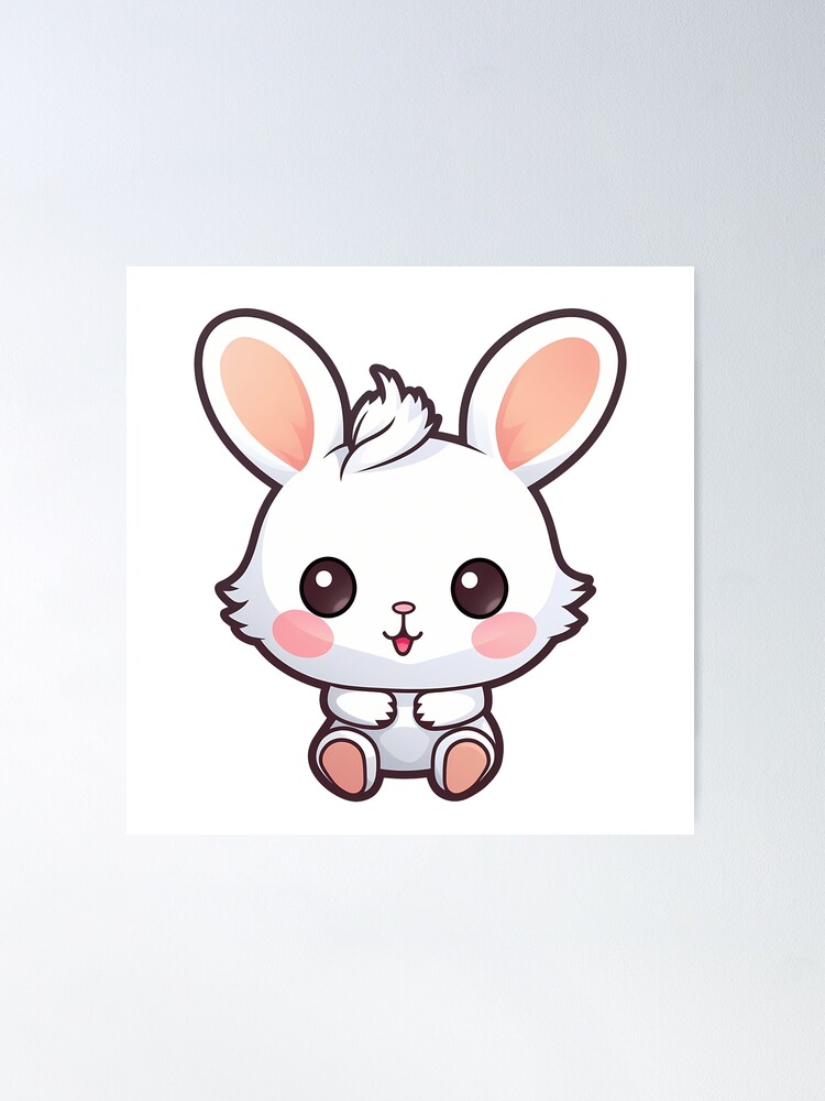 baby bunny, cute bunny, chibi bunny, cute rabbit, chibi rabbit, year of the  rabbit, big eyes, blush, round cheeks, hydro, flask, fyp, sticker, fluffy  Poster for Sale by Zengeetas