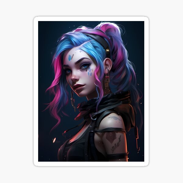 Premium Photo  Portrait anime jinx from league of legends braids grunge