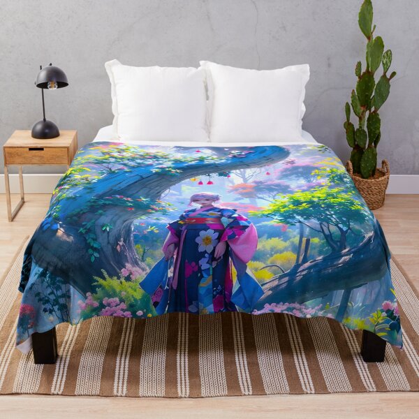 Item preview, Tranquil Beauty: A Girl Adorned in a Traditional Japanese Kimono Amidst a Background of Captivating Colors designed and sold by AI-Hoarder.