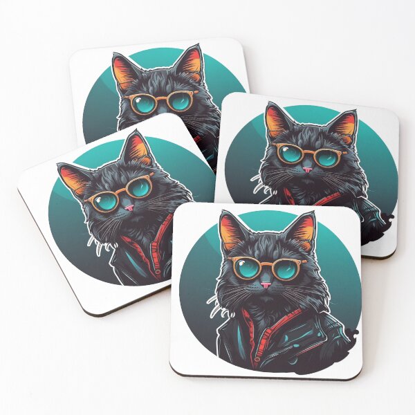 Artikelvorschau, Handskizzierte Katze mit Sonnenbrille – Modernes Katzenkunstdesign entworfen und verkauft von sadsapiens.