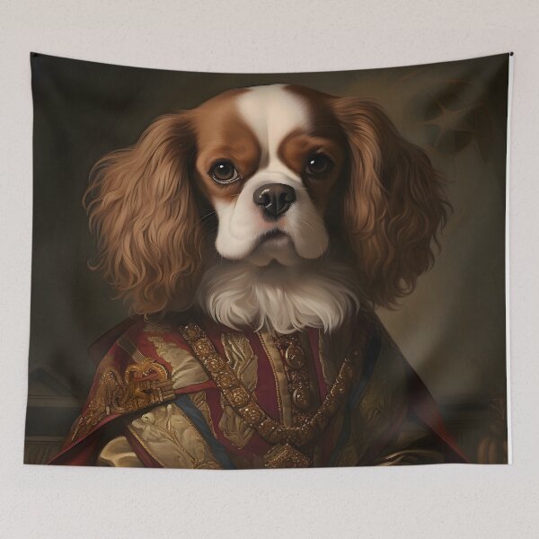 Item preview, Aristocratic Cavalier King Charles Spaniel Portrait Art designed and sold by ConfettiSkyArt.