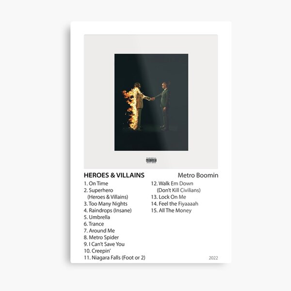 Metro Boomin Takeoff Heroes and Villains Album Poster for Sale by  SCRAGITUP