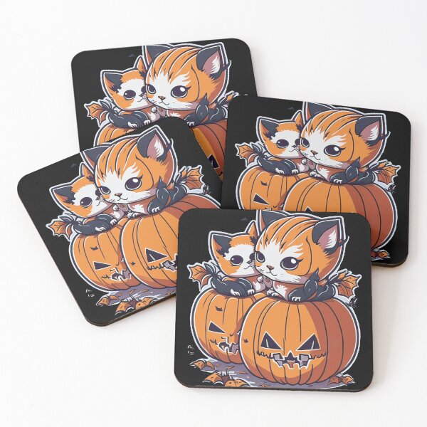 Item preview, Adorable Kawaii Kittens Playing with Pumpkin - Whimsical Cat Art designed and sold by kanjxtan.
