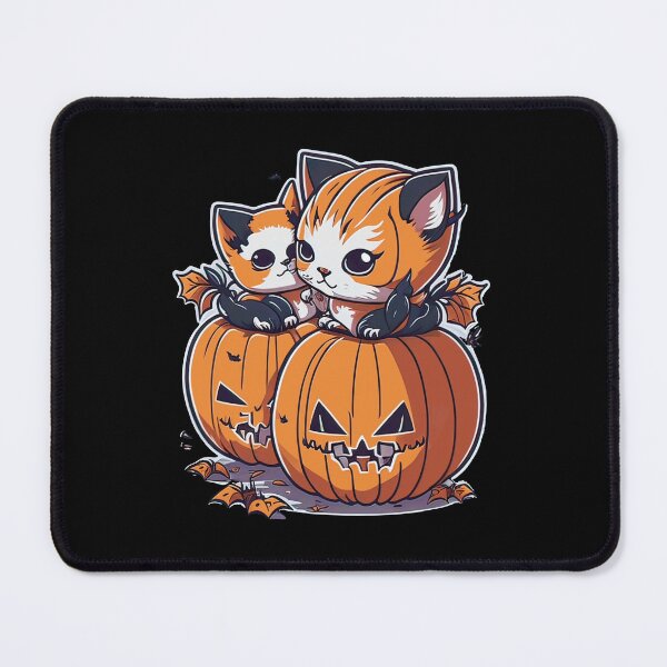 Item preview, Adorable Kawaii Kittens Playing with Pumpkin - Whimsical Cat Art designed and sold by kanjxtan.