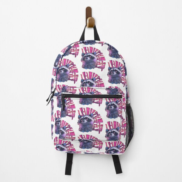 Item preview, Transfixed Pink-eyed Raccoon Korean Graffiti Design with White Background by Zeesdesign on Redbubble designed and sold by ZEESDESIGN.
