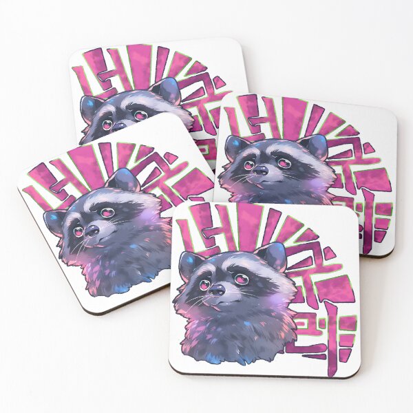 Item preview, Transfixed Pink-eyed Raccoon Korean Graffiti Design with Transparent Background by Zeesdesign on Redbubble designed and sold by ZEESDESIGN.