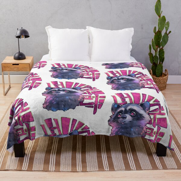 Item preview, Transfixed Pink-eyed Raccoon Korean Graffiti Design with Transparent Background by Zeesdesign on Redbubble designed and sold by ZEESDESIGN.