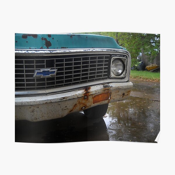 Old Chevy Truck in the Rain Poster