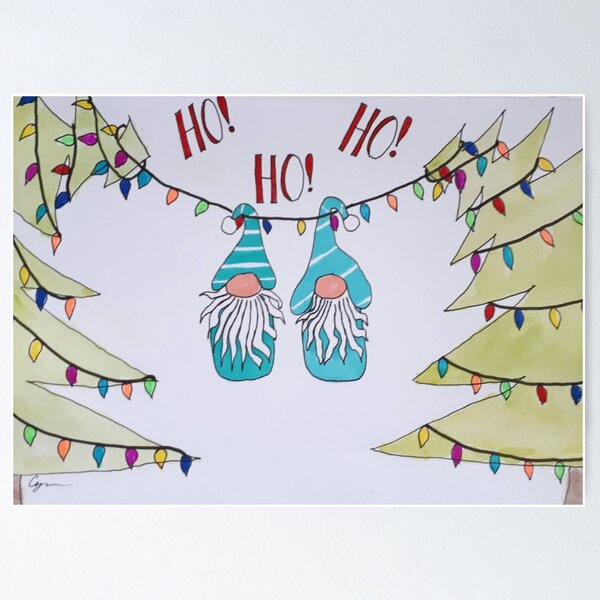 Christmas gnomes just hanging around Poster