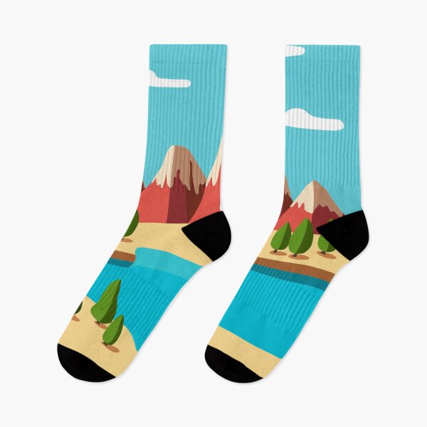Item preview, Vector illustration of a sea and mountain cartoon landscape designed and sold by Familyshmot.