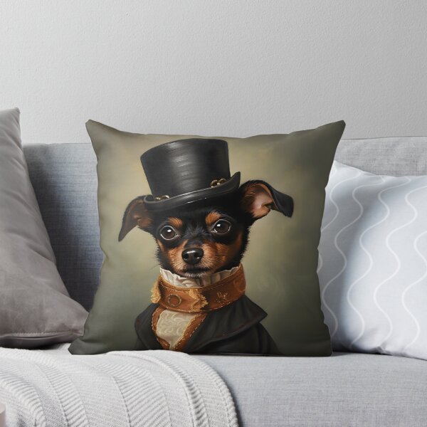 Item preview, Aristocratic Miniature Pinscher Puppy Portrait Art designed and sold by ConfettiSkyArt.