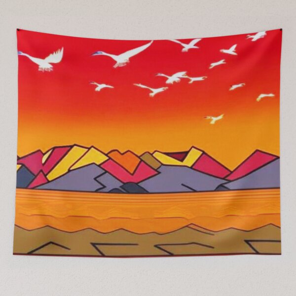 Item preview, White Cranes over mountains designed and sold by George Hutton Hunter.