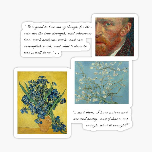 Van Gogh Art with Quote Sticker for Sale by w3uu