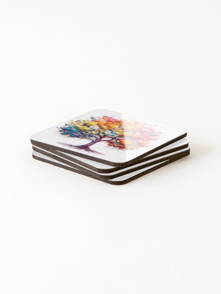 Thumbnail 4 of 5, Coasters (Set of 4), Colorful Tree designed and sold by GraphicsJCM.