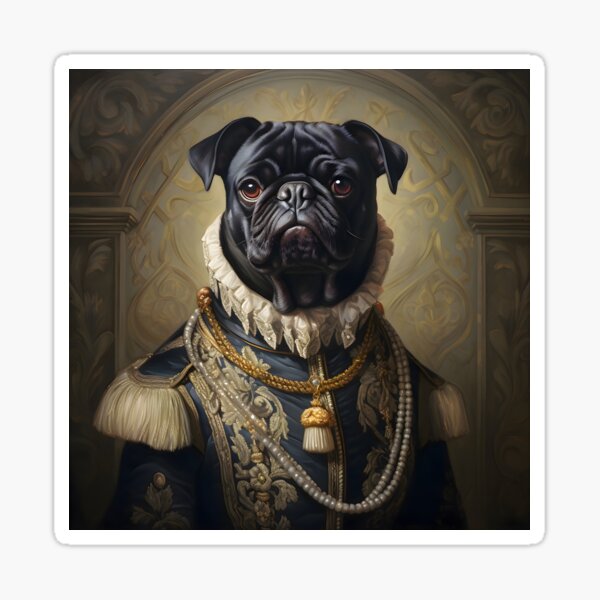 Item preview, Aristocratic Pug Portrait Art designed and sold by ConfettiSkyArt.