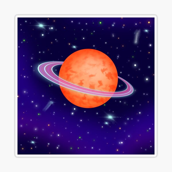 Orange Planet in Galaxy Sticker for Sale by shiralinkow22