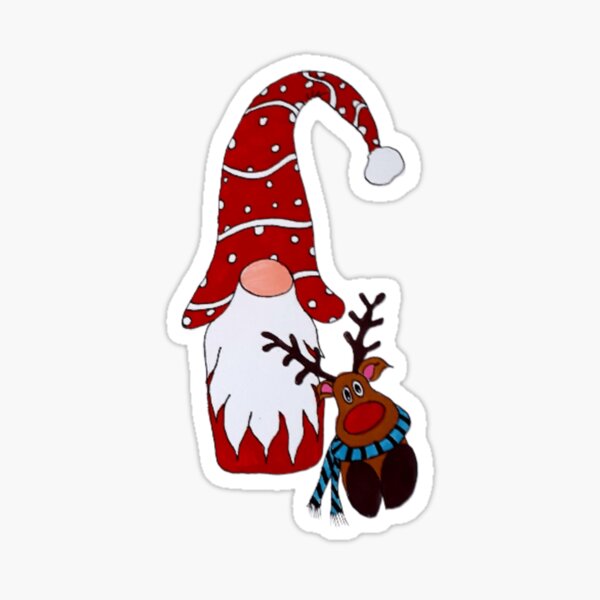 Item preview, A Christmas gnome's best friend designed and sold by RockPaperArt.