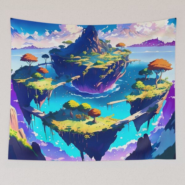 Item preview, Beautiful floating islands landscape illustration designed and sold by 1Celery.