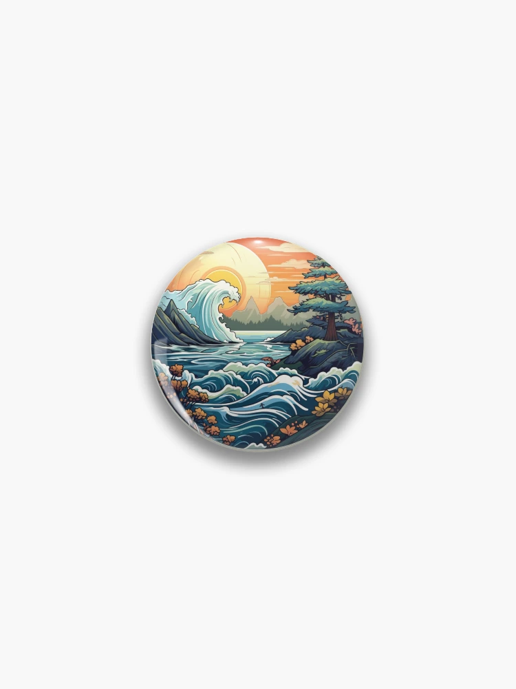 Thumbnail 1 of 3, Pin, Tides in Spring designed and sold by RiffraffDesigns.