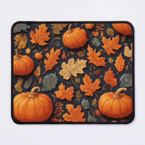 Item preview, Funny Pumpkins and Fall Leaves Pattern. Halloween Autumn designed and sold by ahmed2751989.